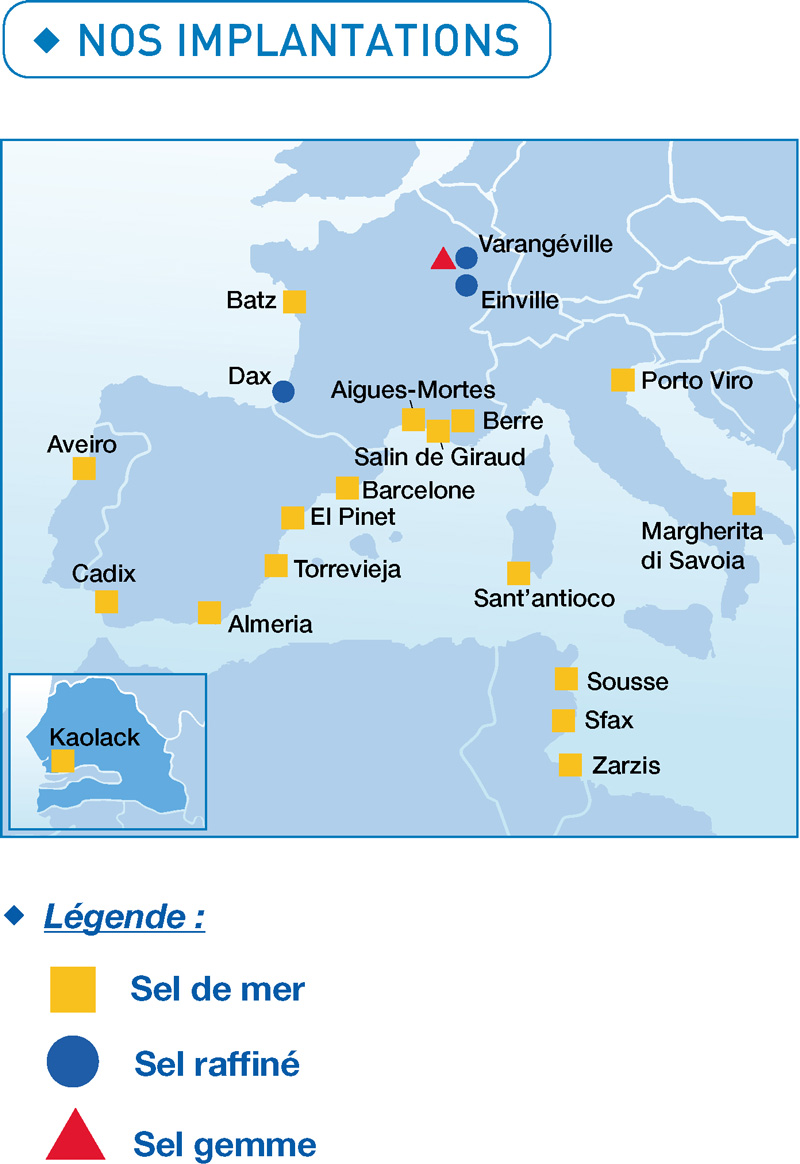 les implantations du groupe Salins en France et en Europe
